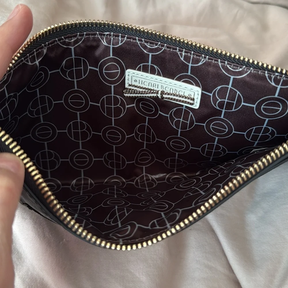 Henry Bendel Black Leather Wristlet Clutch - Picture 9 of 11